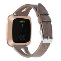 Fitbit Versa 1 / 2 & Lite bandje TPU leer - Kastanje Bruin - thumbnail