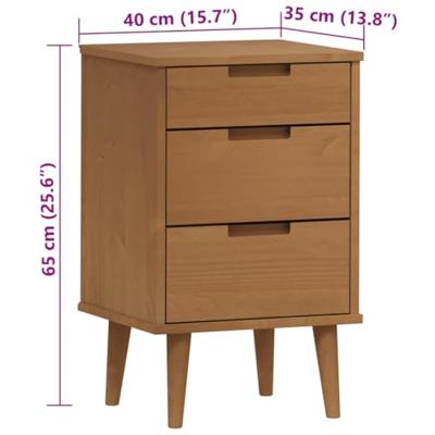Nachtkastje MOLDE 40x35x65 cm massief grenenhout bruin