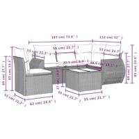 6-delige Loungeset met kussens poly rattan lichtgrijs - thumbnail