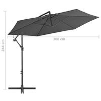 Zweefparasol met aluminium paal 300 cm antracietkleurig - thumbnail
