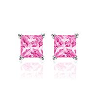 New Bling 9NB-0031 Oorstekers zilver met zirkonia zilverkleurig-roze 6 mm - thumbnail