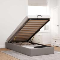 Bedframe zonder matras 80x200 cm stof taupe - thumbnail