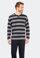 Blauw grijs gestreepte heren pyjama Hajo - thumbnail