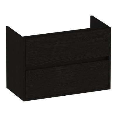 Brauer Adore - Onderkast Ondiep - 80 cm - met 2 Softclose Lades Greeploos en 1 Sifon Uitsparing - Timber Black