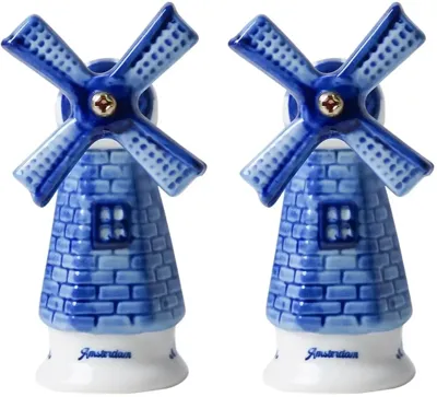 Heinen Delfts Blauw peper en zoutstel keramiek molen amsterdam delfts blauw