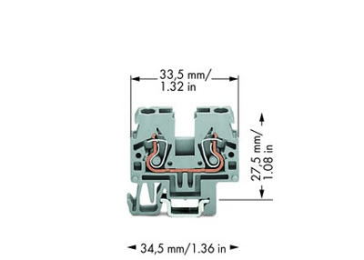 WAGO 870-911 Doorgangsklem 5 mm Spanveer Toewijzing: L Grijs 100 stuk(s)