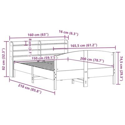 Bedframe zonder matras massief grenenhout wit 150x200 cm
