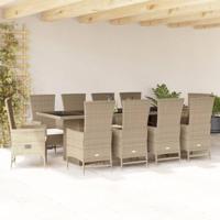11-delige Tuinset met kussens poly rattan beige - thumbnail