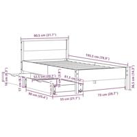 Bedframe zonder matras massief grenenhout wit 75x190 cm - thumbnail