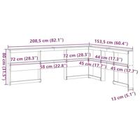 Boekenkast Hoofdeinde L-vormig 135 cm massief grenenhout - thumbnail