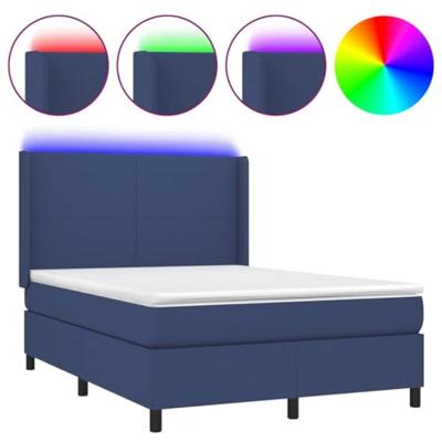 Boxspring met matras en LED stof blauw 140x200 cm
