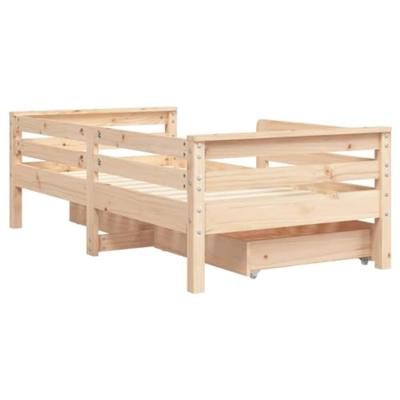 Kinderbedframe met lades 70x140 cm massief grenenhout