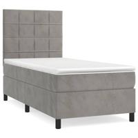 Boxspring met matras fluweel lichtgrijs 90x190 cm - thumbnail