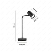 Riga - LED Tafellamp - 4 Watt 345 Lumen - 6500K Daglicht wit- Kantelbaar en Draaibaar - Ingebouwde snoerdimmer - Bureaulamp - GU10 - IP20 voor binnen - Zwart - thumbnail