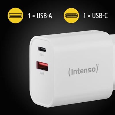 Intenso POWER ADAPTER USB-A/USB-C/7803012 Universeel Wit AC Snel opladen Binnen Intenso POWER ADAPTER USB-A/USB-C/7803012 Universeel Wit AC Snel opladen Binnen