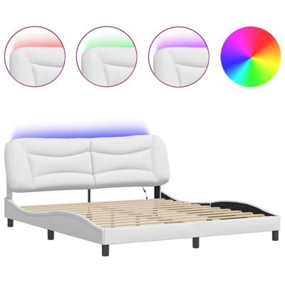 Bedframe met LED zonder matras "Hvar" wit 180x200 cm