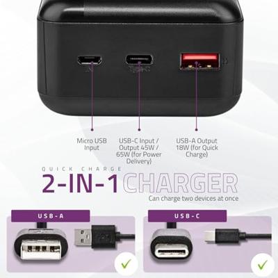 Nedis Powerbank | 32000 mAh | 2.4 / 3.0 / 3.25 A | Outputs: 2 | Output: 1x USB-A / 1x USB-C™ | Inputs: 1x Micro USB / 1x USB-C™ | PD3.0 45W / PD3.0 - thumbnail