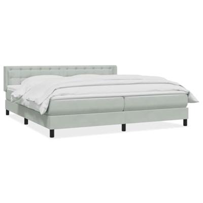 Boxspring met matras fluweel lichtgrijs 180x220 cm