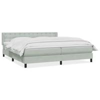 Boxspring met matras fluweel lichtgrijs 180x220 cm - thumbnail