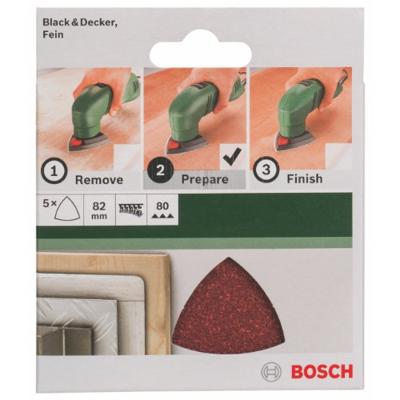 Bosch Accessoires Schuurblad 82mm | G80 | Rw | Ongeperf | Velc | 5-delig - 2609256A44