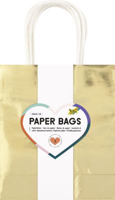 Cadeautas folia goud kraft 18x21x8cm 7 stuks