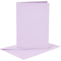 Creativ Company Kaarten en enveloppen, afmeting kaart 10,5x15 cm, afmeting envelop 11,5x16,5 cm, 120+210 gr, lichtpaars, 6 set/ 1 doos - thumbnail