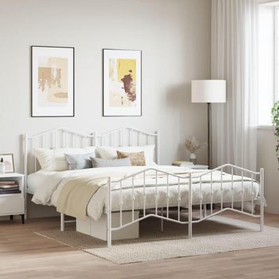 Bedframe met hoofd- en voeteneindemetaal wit 183x213 cm