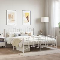 Bedframe met hoofd- en voeteneinde metaal wit 183x213 cm - thumbnail