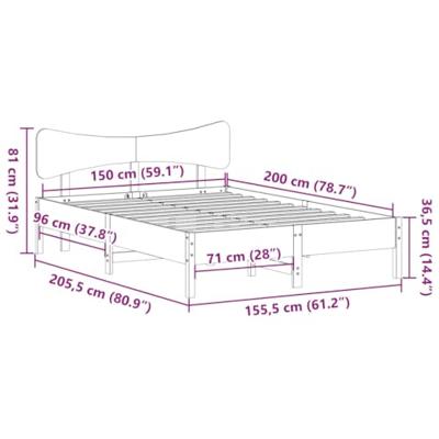 Bedframe zonder matras massief grenenhout wasbruin 150x200 cm