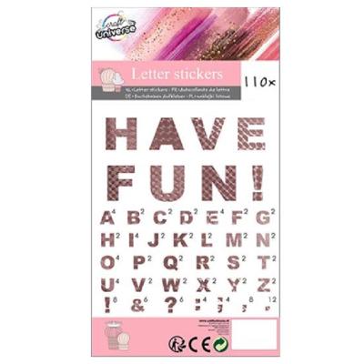 W&O stickervel letters 12 x 22 cm papier roze W&O stickervel letters 12 x 22 cm papier roze