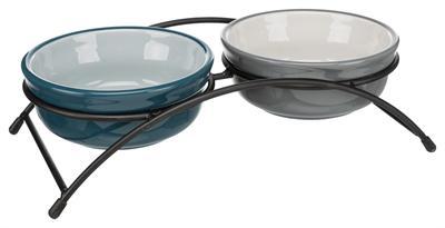 Voerbak voor honden Trixie Blauw Grijs Lichtgrijs Keramisch Ø 13 cm 2 x 250 ml (2 Stuks)