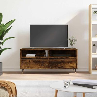 Tv-meubel 100x34,5x44,5 cm bewerkt hout gerookt eikenkleurig Tv-meubel 100x34,5x44,5 cm bewerkt hout gerookt eikenkleurig