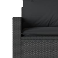 6-delige Loungeset met kussens poly rattan zwart - thumbnail
