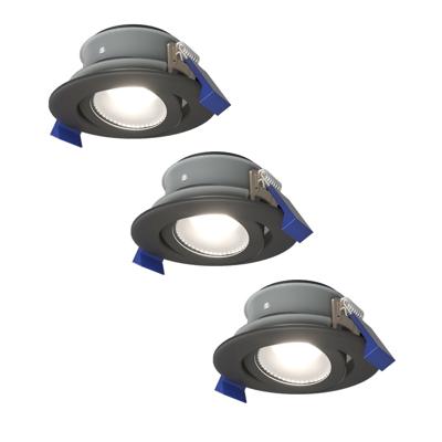 Set van 3 Lima LED inbouwspots - 4 Watt 345 Lumen - 6500K daglicht wit - GU10 - Dimbaar - Rond - Kantelbaar - IP65 Waterdicht - Zwart - Voor binnen, buiten en badkamer
