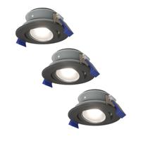 Set van 3 Lima LED inbouwspots - 4 Watt 345 Lumen - 6500K daglicht wit - GU10 - Dimbaar - Rond - Kantelbaar - IP65 Waterdicht - Zwart - Voor binnen, buiten en badkamer - thumbnail