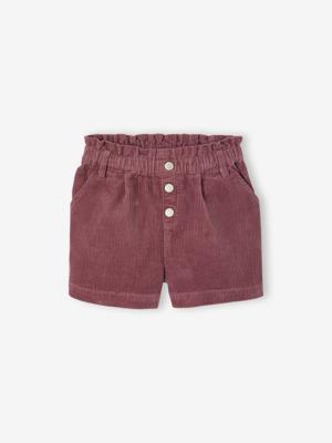 Fluwelen short met paperbag-vorm meisjes zachtpaars