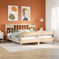 Bed met boekenkast zonder matras massief grenenhout 180x200 cm - thumbnail
