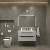 Badkamermeubelset Gliss Design Hera Mat Zwart 120cm 2 Laden Mat Wit (Keuze Wastafel) - thumbnail