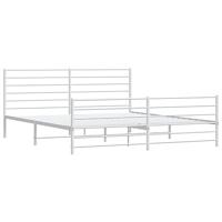 Bedframe met hoofd- en voeteneinde metaal wit 193x203 cm - thumbnail