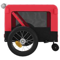 Hondenfietstrailer oxford stof en ijzer rood en zwart - thumbnail