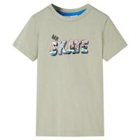 Kindershirt skateprint 128 lichtkakikleurig - thumbnail