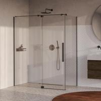 BRAUER Stellar douchecabine met draaideur helder glas 160x100x200 omkeerbaar incl. glascoating PVD gunmetal geborsteld - thumbnail