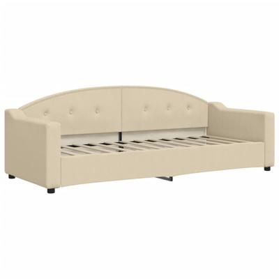 Slaapbank met matras 90x200 cm stof crèmekleurig