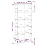 Boekenrek 78,5x33x188,5 cm bewerkt hout grijs sonoma eikenkleur - thumbnail