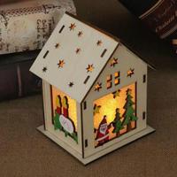 Kerst lichtgevende houten huis kerstboom decoraties opknoping ornamenten DIY cadeau venster decoratie stijl: grote Santa - thumbnail