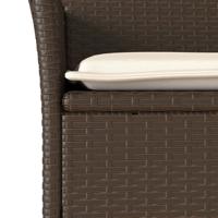 3-delige Tuinset met kussens poly rattan en glas bruin - thumbnail