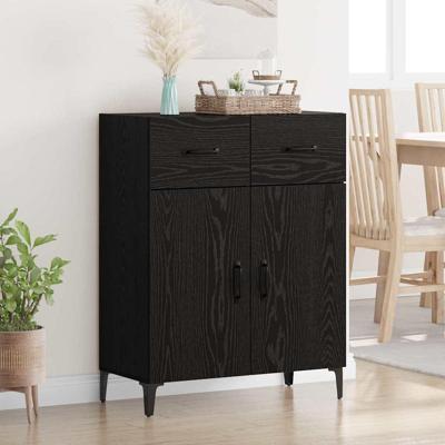 Dressoir met lade Zwart eiken 34 x 69,5 x 90 cm Bewerkt hout Dressoir met lade Zwart eiken 34 x 69,5 x 90 cm Bewerkt hout