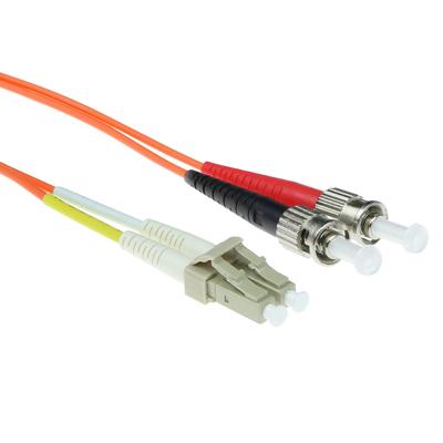 ACT 15 meter LSZH Multimode 62.5/125 OM1 glasvezel patchkabel duplex met LC en ST connectoren ACT 15 meter LSZH Multimode 62.5/125 OM1 glasvezel patchkabel duplex met LC en ST connectoren