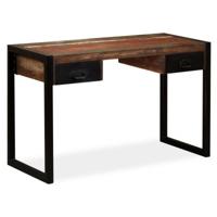 VidaXL Bureau met 2 lades 120x50x76 cm massief gerecycled hout - thumbnail