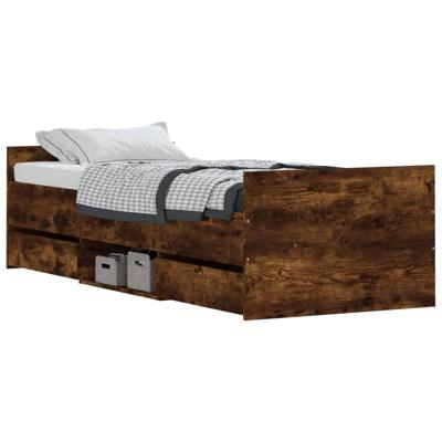 Bedframe met hoofd- en voeteneinde gerookt eiken 75x190 cm
